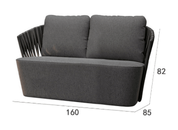 โซฟาสนาม  2 ที่นั่ง BUNISE รุ่น CASCADE ขนาด 160×85×82 ซม. สีเทา_1